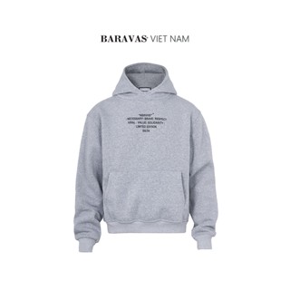  Áo Hoodie Baravas Form Boxy  Gray - Version Premium 