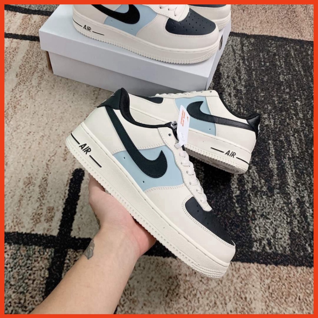Giày thể thao AF1 Mũi Đen Nam Nữ, Giày Air Force 1 Low Cream Black Hót Trend cao cấp full box + bill