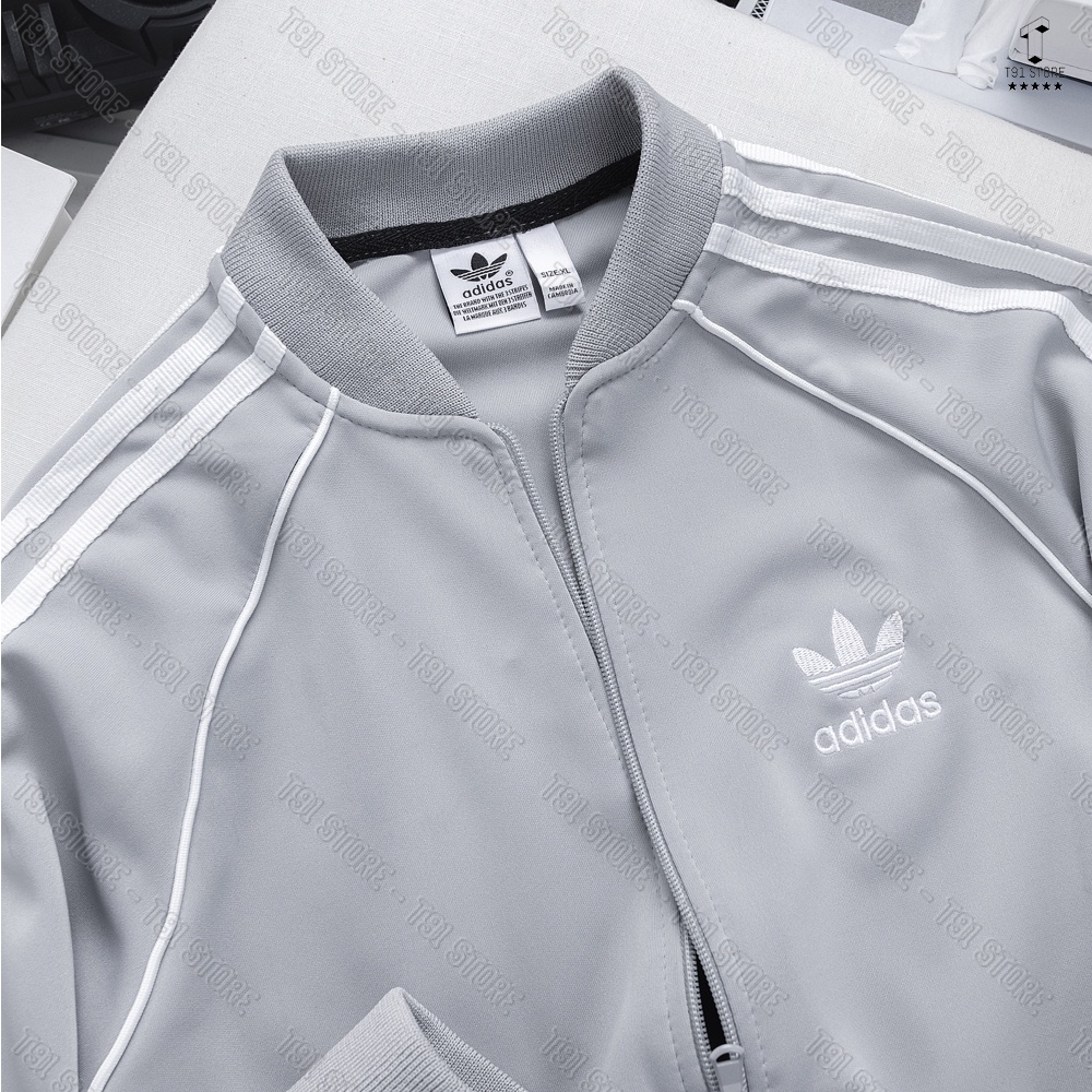Áo Khoác Bomber Adidas 2 Lớp Thể Thao Nam Vải Thun Nỉ Dày Co Giãn Áo Khoác 3 Sọc kẻ Trắng