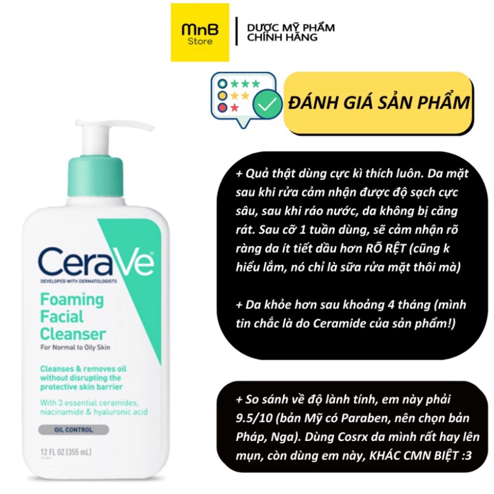 Sữa rửa mặt cerave foaming facial cleanser cho da dầu mụn nhạy cảm 236ml BKR Beauty | BigBuy360 - bigbuy360.vn