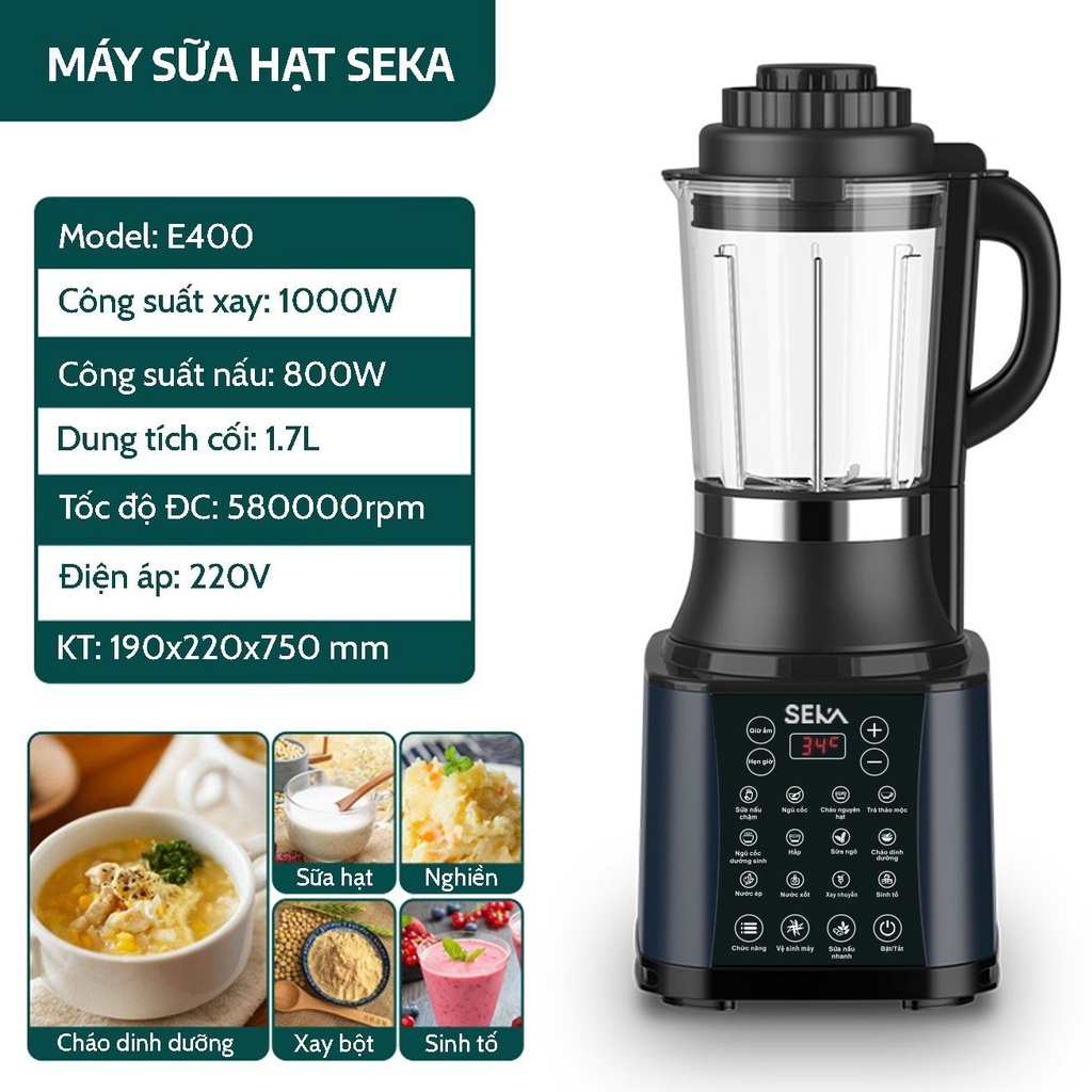 Máy làm sữa hạt SEKA E400 14 chức năng dung tích 1.7L bảo hành chính hãng 12 tháng