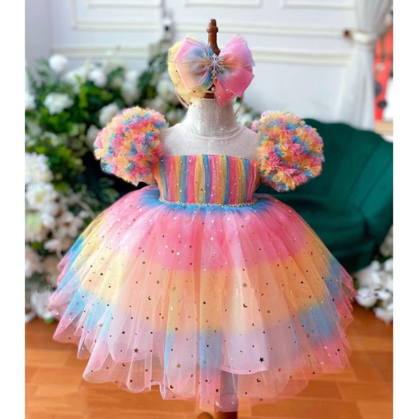 Váy Công Chúa Cầu Vồng Siêu Đẹp cho bé Gái - Đầm Công Chúa Thiết Kế Cao Cấp ChipKids