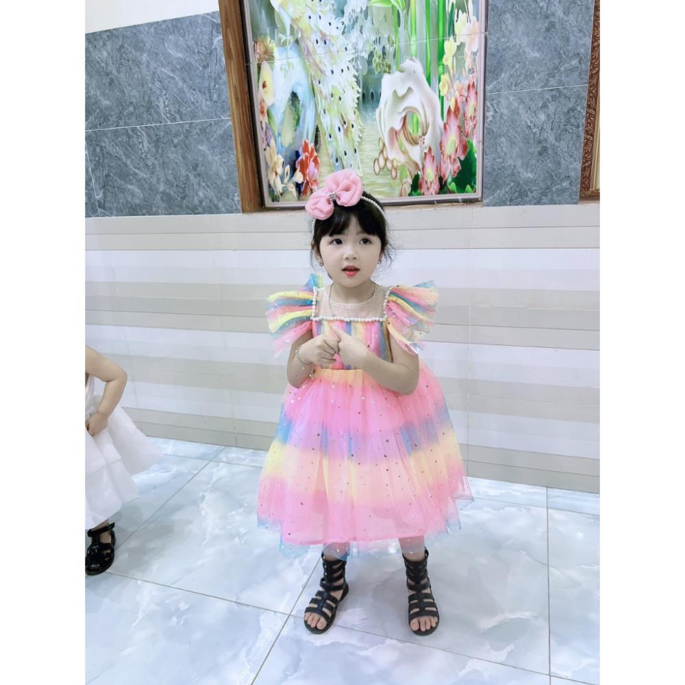 Váy Công Chúa Cầu Vồng Siêu Đẹp cho bé Gái - Đầm Công Chúa Thiết Kế Cao Cấp ChipKids