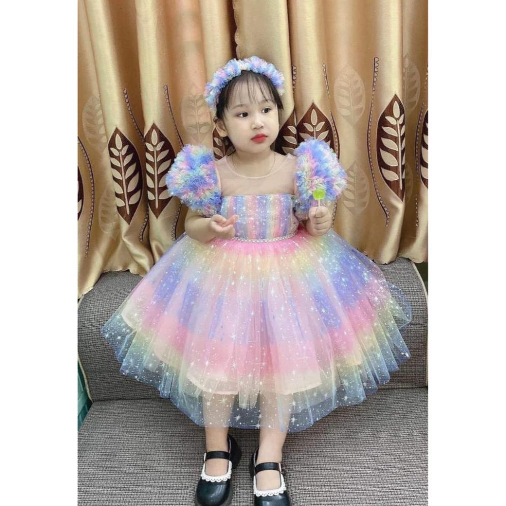 Váy Công Chúa Cầu Vồng Siêu Đẹp cho bé Gái - Đầm Công Chúa Thiết Kế Cao Cấp ChipKids