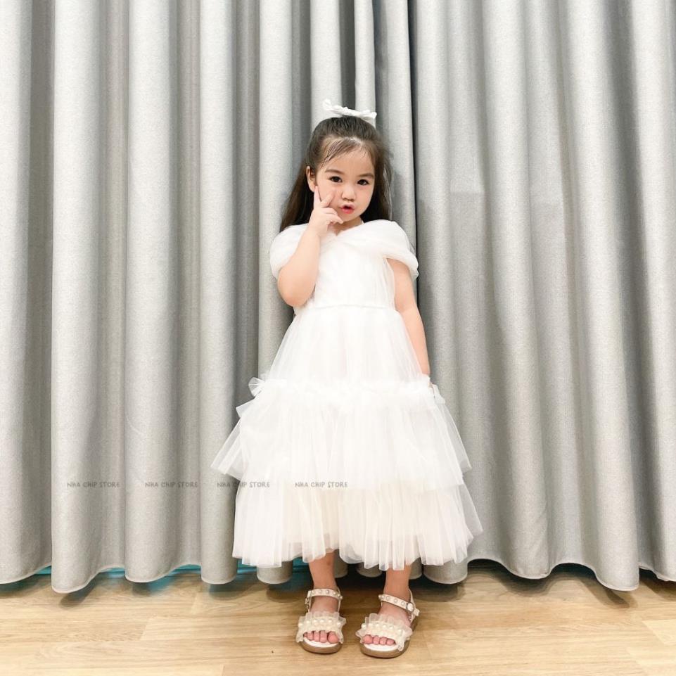 Váy yếm phủ vai xinh yêu bồng bềnh cho bé gái - Đầm Công Chúa Siêu Đẹp ChipKids