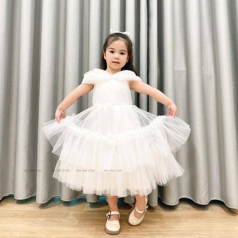 Váy yếm phủ vai xinh yêu bồng bềnh cho bé gái - Đầm Công Chúa Siêu Đẹp ChipKids