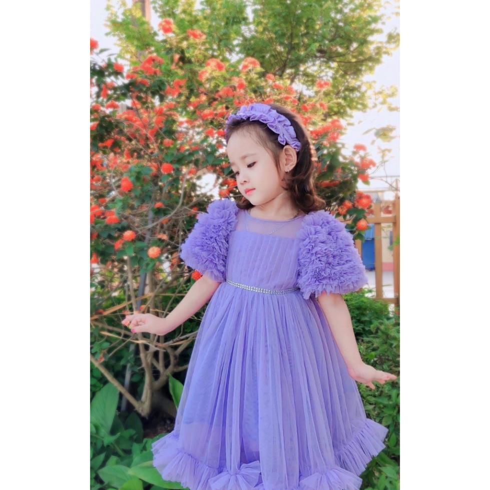 Váy Công Chúa Tay Phồng Mây Siêu Xinh Cho Bé, Đầm Công Chúa Cao Cấp Tặng Kèm Bờm ChipKids