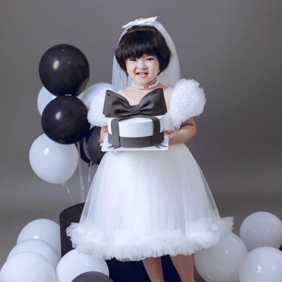 Váy Công Chúa Tay Phồng Mây Siêu Xinh Cho Bé, Đầm Công Chúa Cao Cấp Tặng Kèm Bờm ChipKids