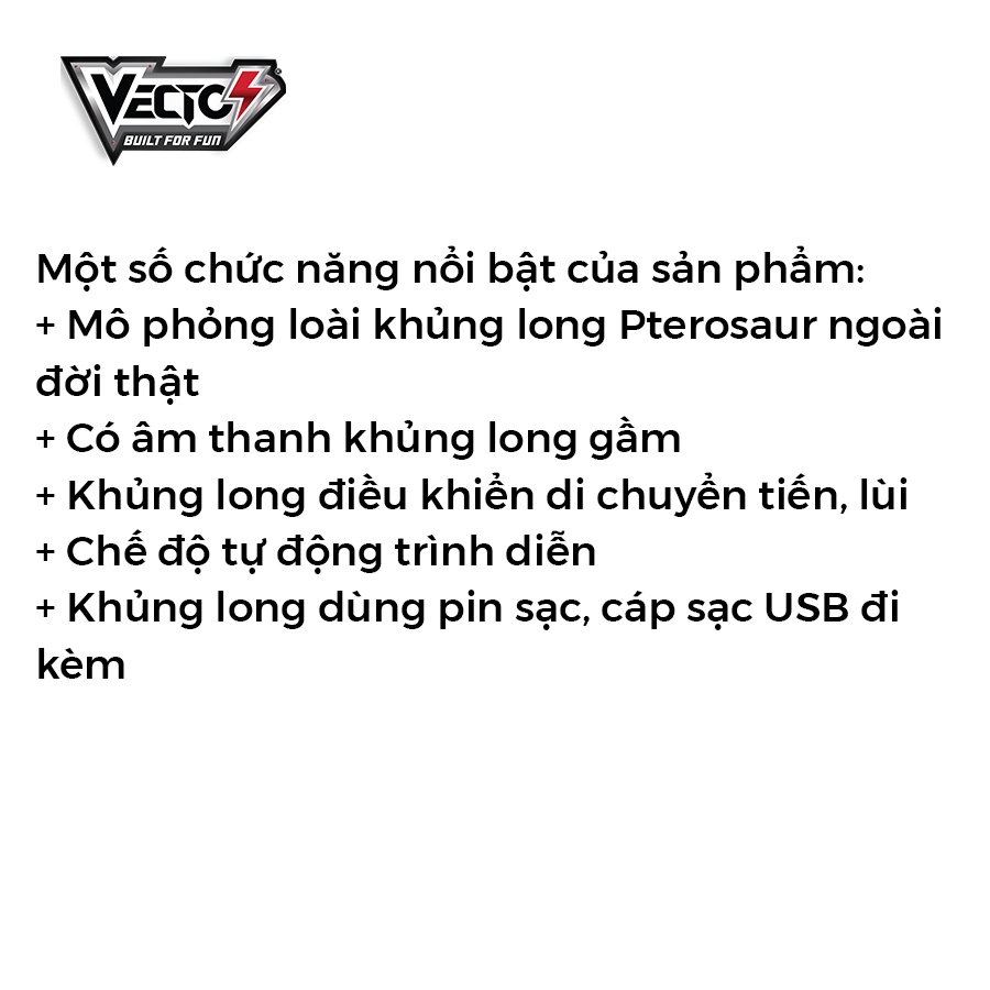 Đồ Chơi Khủng Long Dũng Mãnh Điều Khiển Từ Xa Pterosaur Vecto Vt403 VECTO VT403