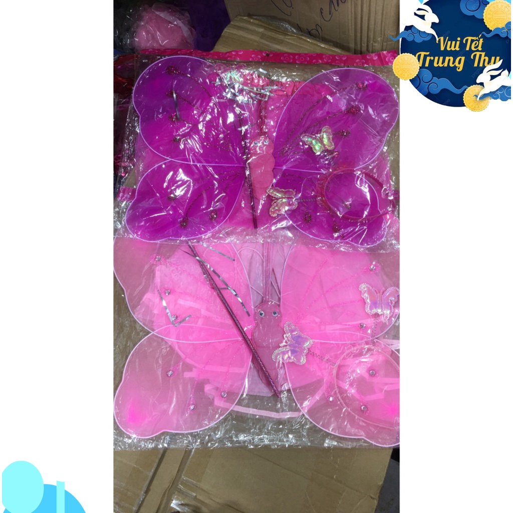 Đồ chơi cánh bướm kép CÓ ĐÈN kèm bờm gậy phép KHÔNG VÁY giá rẻ cho bé chơi Trung thu