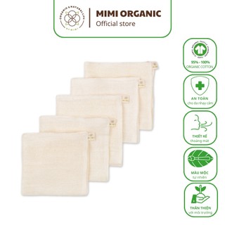Khăn mặt đũi Mimi Organic Official sợi tơ tằm tự nhiên, màu trắng, kích thước 30cmx30cm