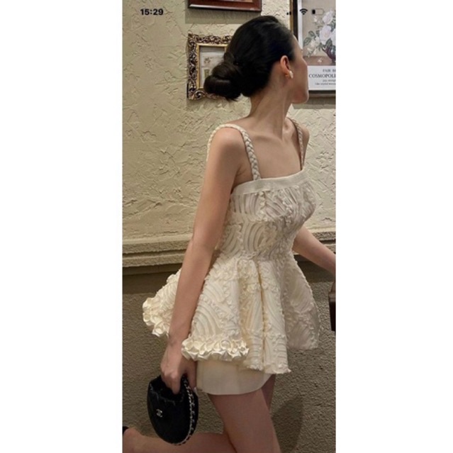 Set COLIN Ren Hai Dây Bính Hở Lưng+ Chân Váy