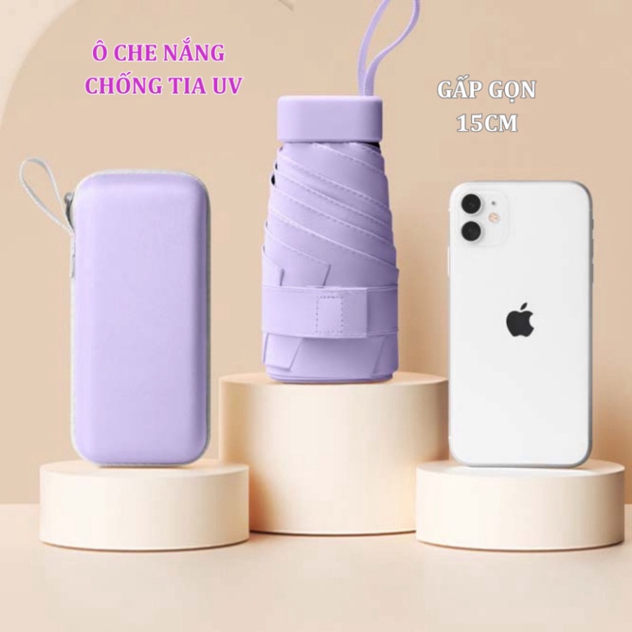 Ô mini che nắng gấp gọn chống tia UV tiện mang đi du lịch kèm hộp đựng - Dù mini có chống tia UV cực tốt