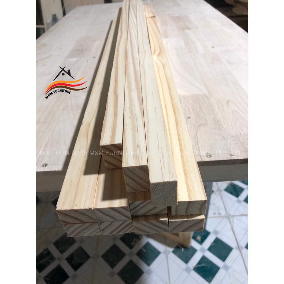 Combo 10 thanh gỗ thông 3x2cm dài 40cm láng mịn 4 mặt