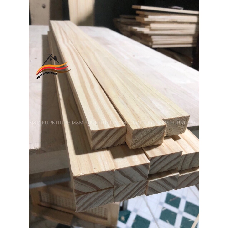 Combo 10 thanh gỗ thông 3x2cm dài 40cm láng mịn 4 mặt