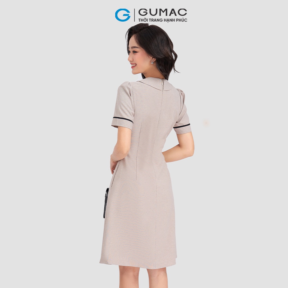 Đầm nữ dáng xòe chạy viền phối nút thanh lịch GUMAC DD03017