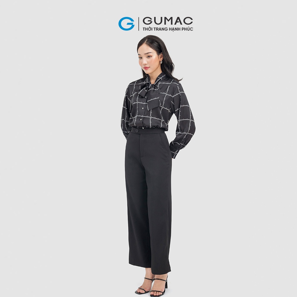 Áo sơ mi nữ GUMAC AC05086 kiểu cổ phối nơ