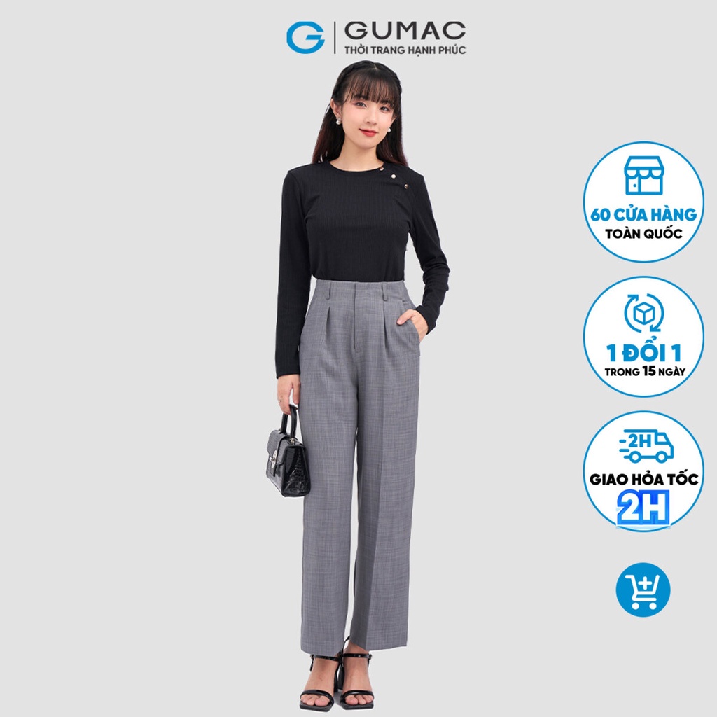 Quần ống suông lưng liền thời trang GUMAC QC11006