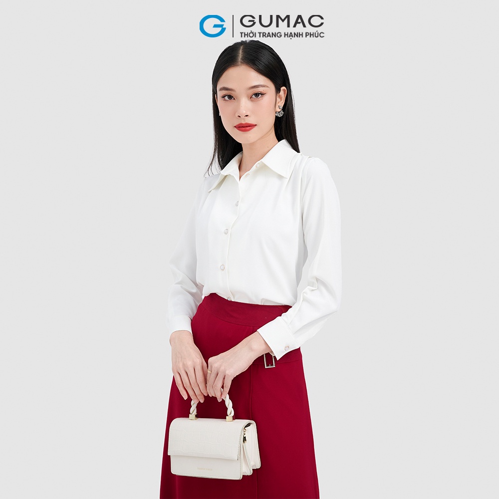Áo sơ mi nữ xếp ly tay dài thời trang GUMAC AC10009