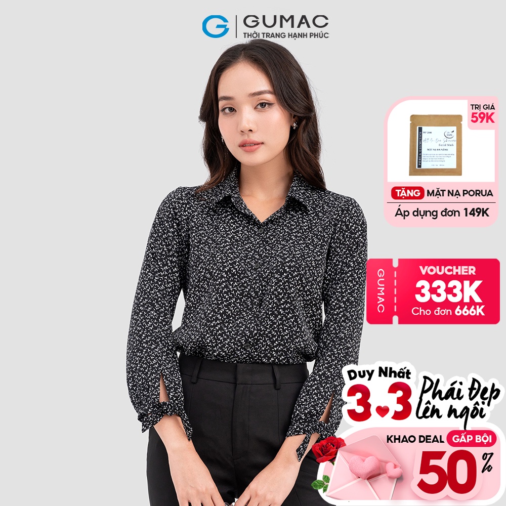 Áo sơ mi tay thắt nơ thời trang GUMAC AC11031