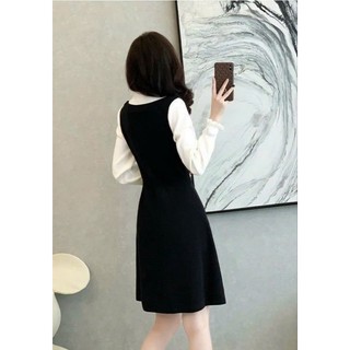 Đầm len hoa cổ sơ mi tay dài cao cấp
