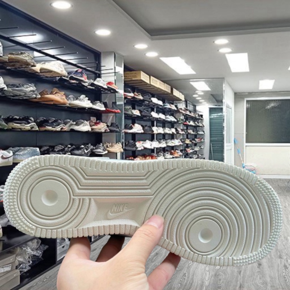 Giày_Nike Air Force 1 Custom Cream blue black, Giày AF1 trắng mũi đen Nam nữ bản Cao cấp tặng Full phụ kiện-YaBi