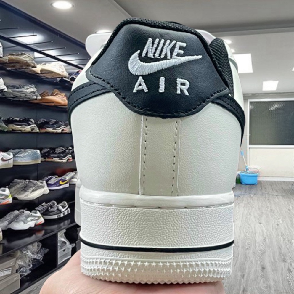 Giày_Nike Air Force 1 Custom Cream blue black, Giày AF1 trắng mũi đen Nam nữ bản Cao cấp tặng Full phụ kiện-YaBi