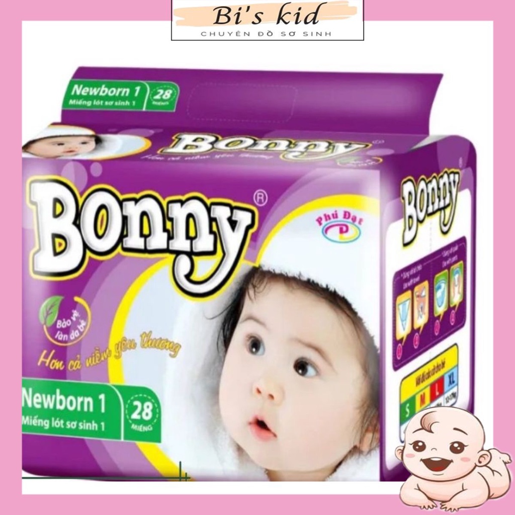 Miếng lót sơ sinh Newborn 1 BONNY túi 28 miếng mềm mỏng