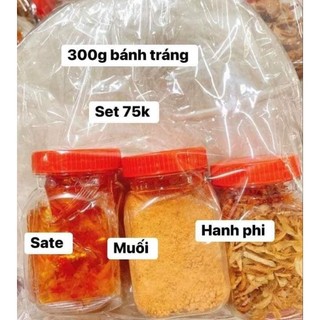 Set bánh tráng phơi sương rìa muối mịn sate hành phi
