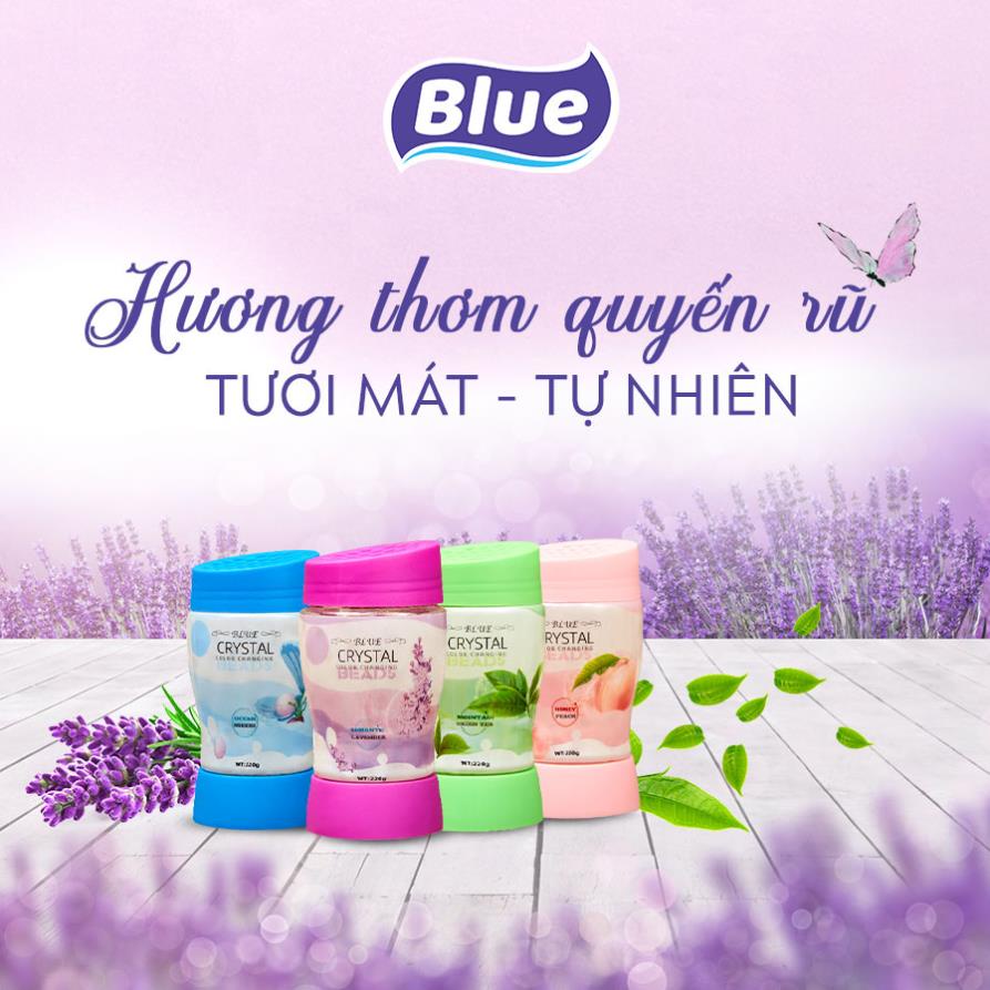 Sáp thơm khử mùi Blue Crystal 220G - Dạng hạt pha lê, có đèn LED, thơm phòng và ô tô