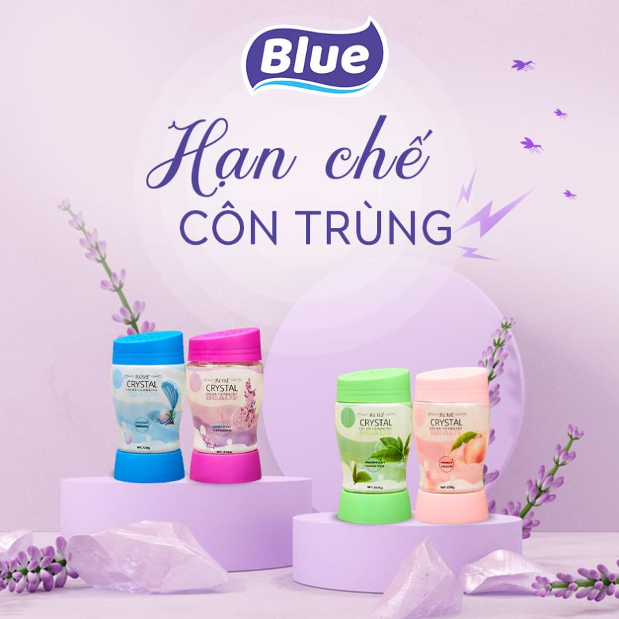 Sáp thơm khử mùi Blue Crystal 220G - Dạng hạt pha lê, có đèn LED, thơm phòng và ô tô