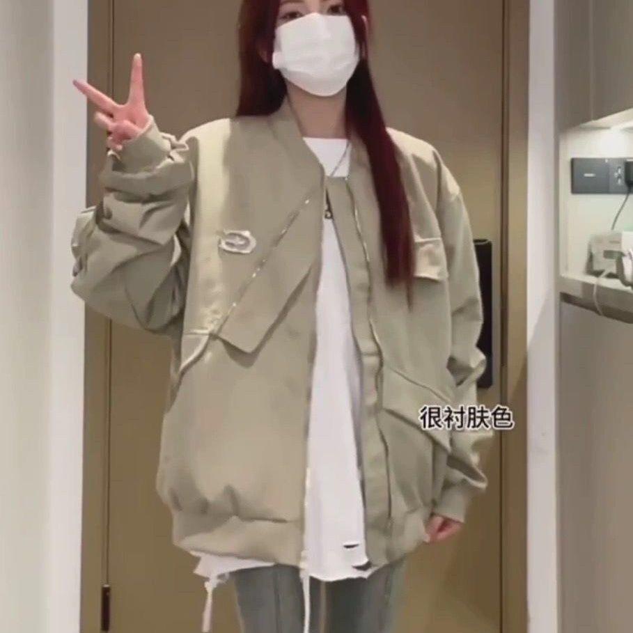 Áo Khoác Bóng Chày Dáng Rộng Phong Cách retro Mỹ Thời Trang Xuân Thu Dành Cho Nữ