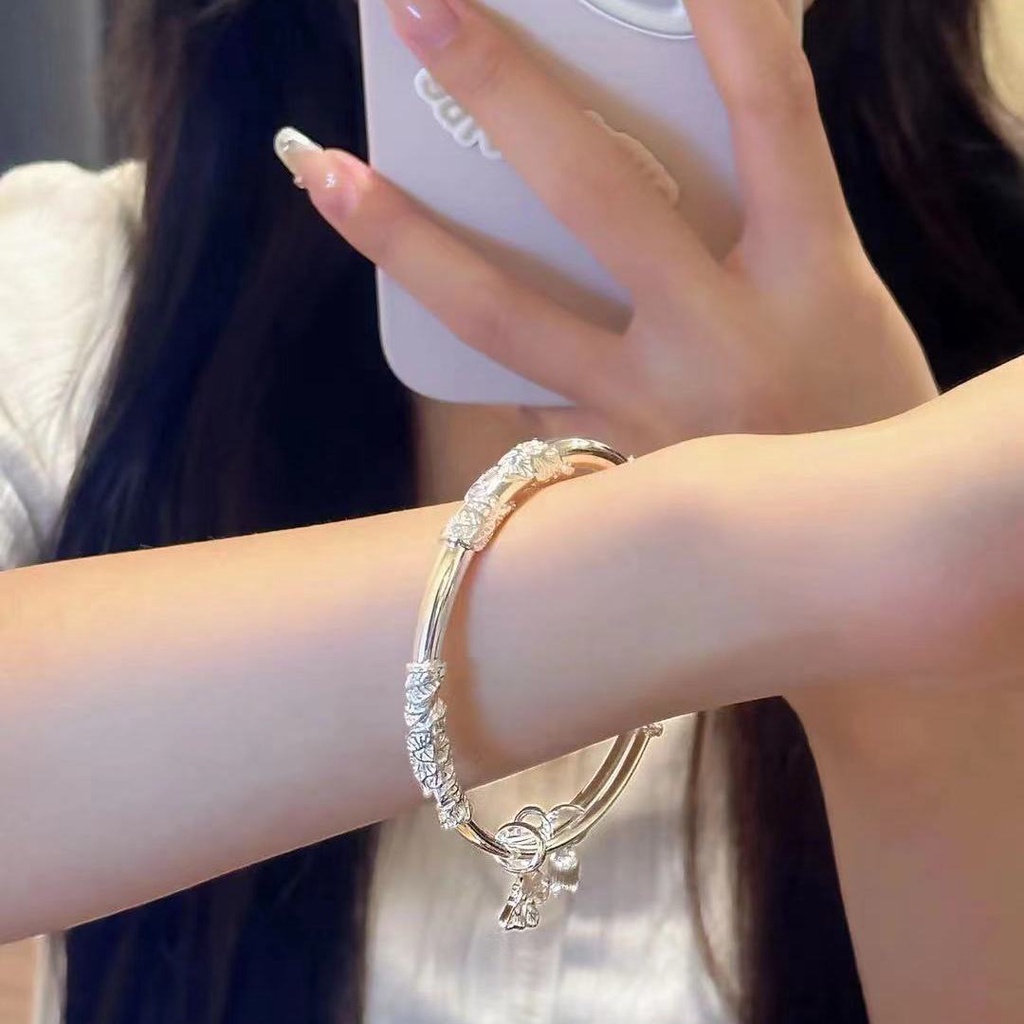 Vòng Tay Mạ Bạc 925 Hình Hoa Thổ Cẩm Không Phai Màu Thời Trang Cao Cấp Cho Nữ