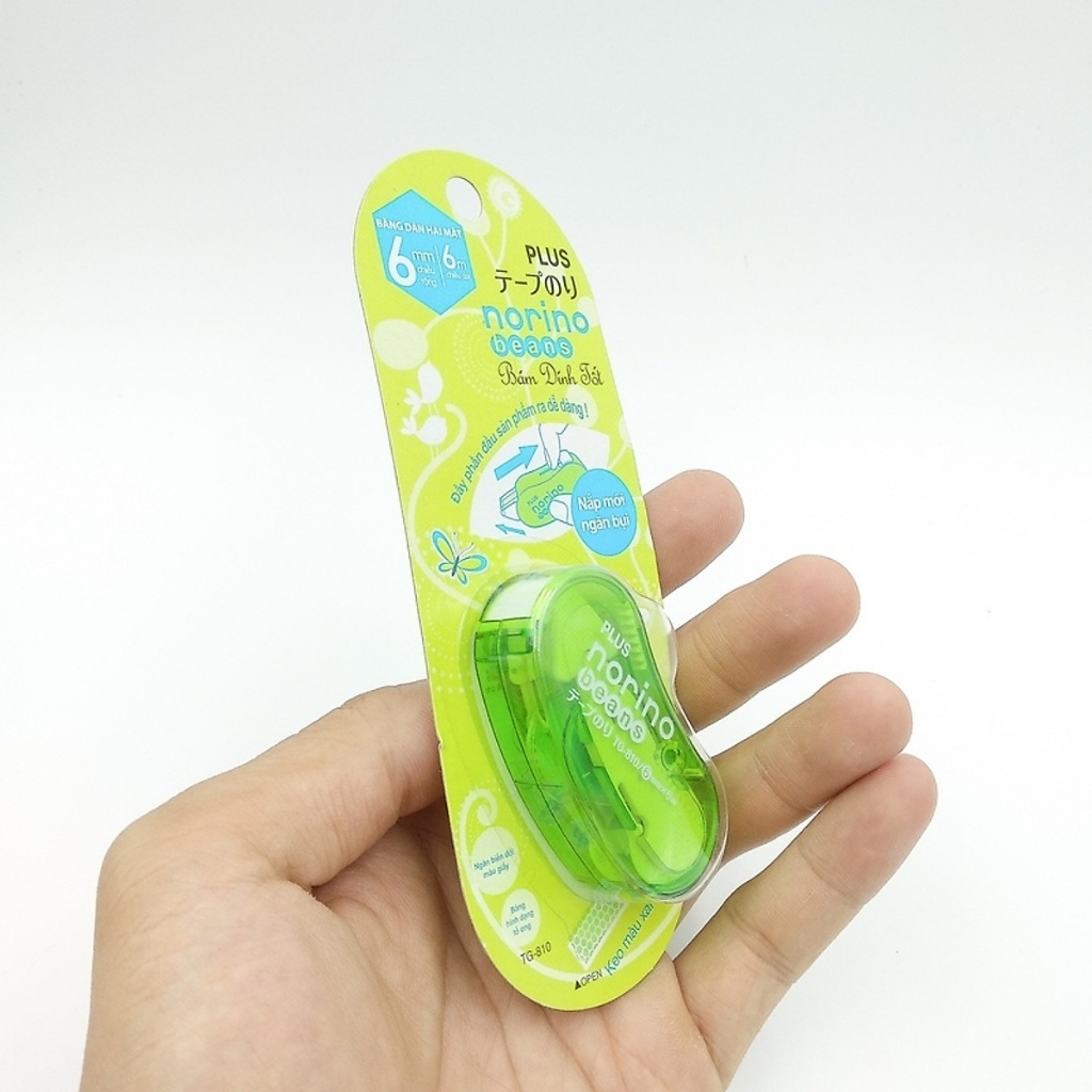 Băng Keo 2 Mặt Dạng Kéo Norino Beans PLUS Tiện Lợi, Có Thanh Cắt Keo Tự Động