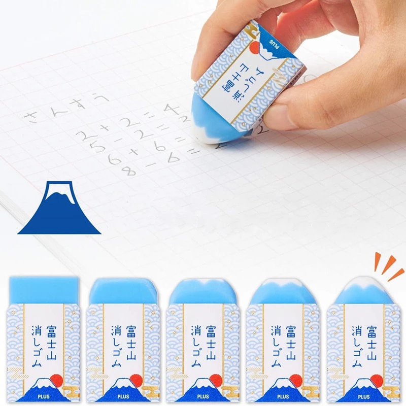 Gôm Tẩy Học Sinh PLUS Hình Núi Phú Sĩ Nhật Bản Fuji Eraser Không Mùi, Ít Vụn Gôm - Càng Gôm Càng Ra Hình