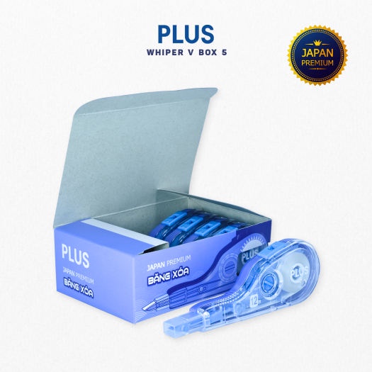 Bút Xóa Kéo, Băng Xóa Kéo, Bút Xóa Giấy PLUS V Phiên Bản Japan Premium Thiết Kế Dễ Sử Dụng, Có Nắp Bảo Vệ Đầu Kéo