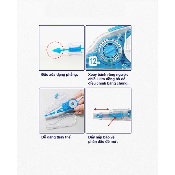 Bút Xóa Kéo, Băng Xóa Kéo, Bút Xóa Giấy PLUS V Phiên Bản Japan Premium Thiết Kế Dễ Sử Dụng, Có Nắp Bảo Vệ Đầu Kéo