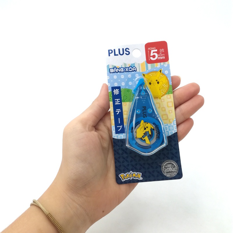 Combo 2 Bút Xóa Kéo, Băng Xóa Kéo, Bút Xóa Giấy PLUS A Họa Tiết Pokemon - Thiết Kế Dễ Sử Dụng, Có Nắp Bảo Vệ Đầu Kéo