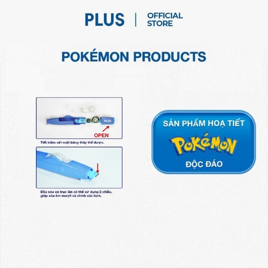 Bút Xóa Kéo, Băng Xóa Kéo, Bút Xóa Giấy PLUS Mr 5mm x 6m Phiên Bản Pokemon