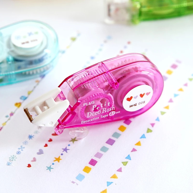Băng Keo Dán Trang Trí Dạng Kéo PLUS Petit Deco Rush Có Thanh Cắt Keo Tự Động - Họa Tiết Ngẫu Nhiên