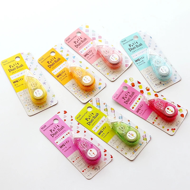 Băng Keo Dán Trang Trí Dạng Kéo PLUS Petit Deco Rush Có Thanh Cắt Keo Tự Động - Họa Tiết Ngẫu Nhiên