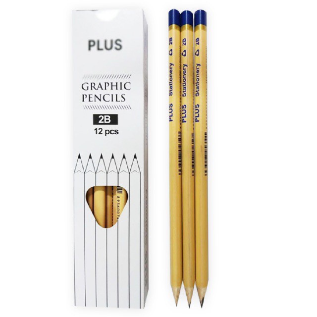 Combo 3 Bút Chì 2B PLUS Phác Thảo Kèm 3 Gôm