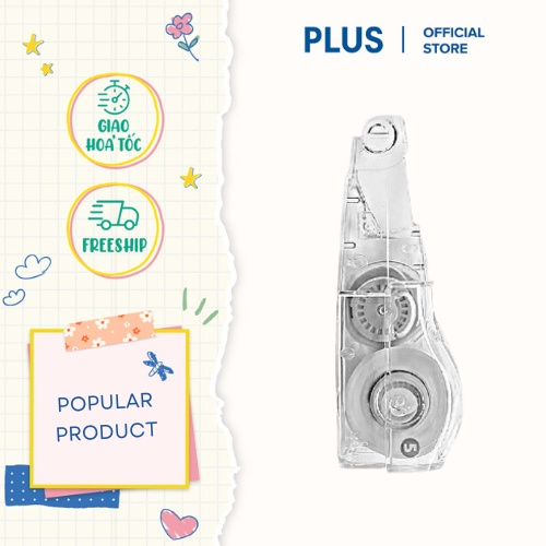 Combo 1 Bút Xóa Dạng Băng Kéo PLUS Mr Màu Xanh Dương - Kèm 5 Ruột Thay Thế Tiện Lợi