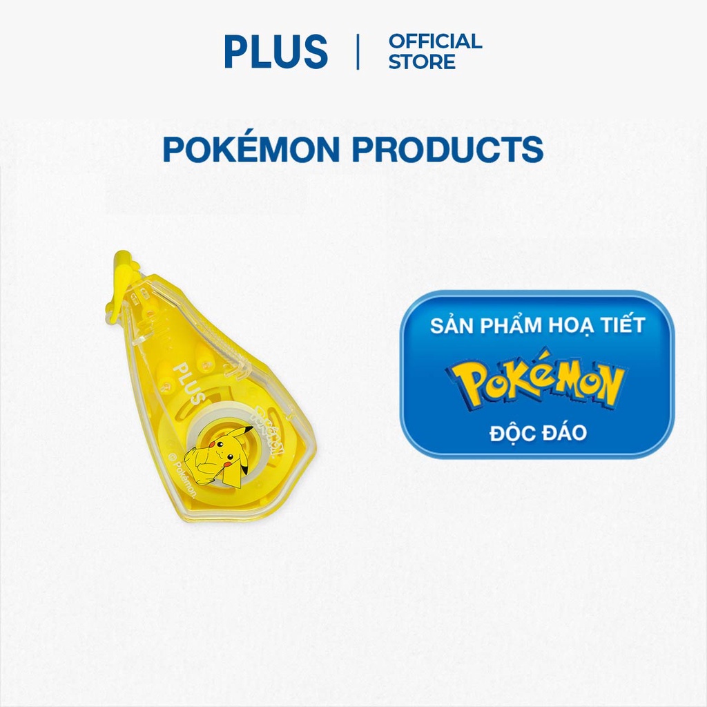 Combo 2 Bút Xóa Kéo, Băng Xóa Kéo, Bút Xóa Giấy PLUS A Họa Tiết Pokemon - Thiết Kế Dễ Sử Dụng, Có Nắp Bảo Vệ Đầu Kéo