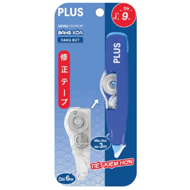 Combo Bút Xóa Dạng Băng Kéo PLUS Mr Japan Premium Kèm 6 Ruột Thay Thế - Thiết Kế Dễ Sử Dụng, Có Nắp Bảo Vệ Đầu Kéo