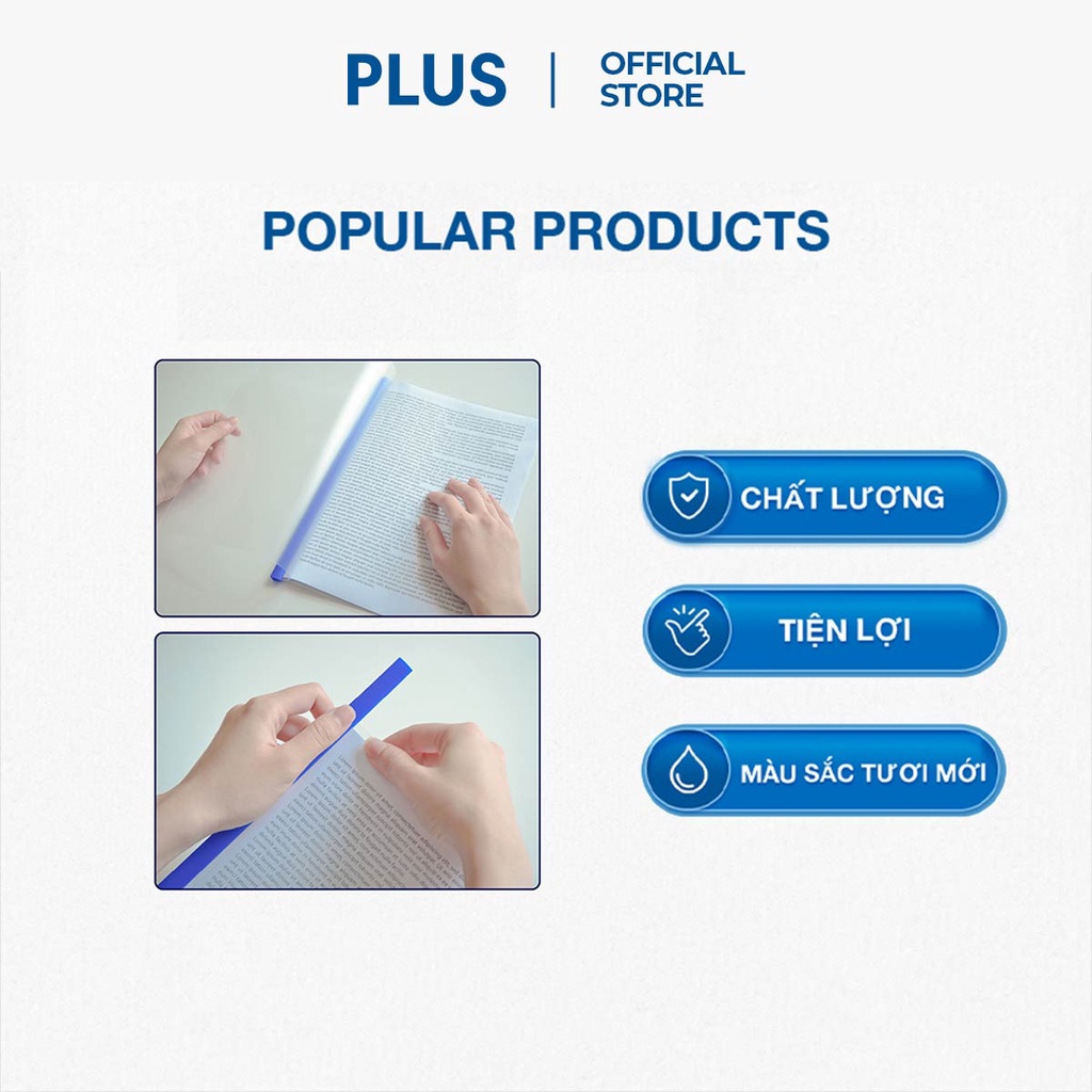Combo 10 Bìa Cây Nhựa Pp Kẹp Hồ Sơ PLUS - Nhiều Màu Sắc, An Toàn, Tiện Lợi