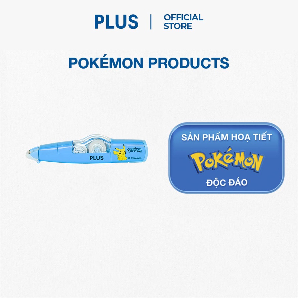 Combo 2 Bút Xóa Kéo, Băng Xóa Kéo, Bút Xóa Giấy PLUS Mr Họa Tiết Pokemon - Thiết Kế Dễ Sử Dụng, Có Nắp Bảo Vệ Đầu Kéo