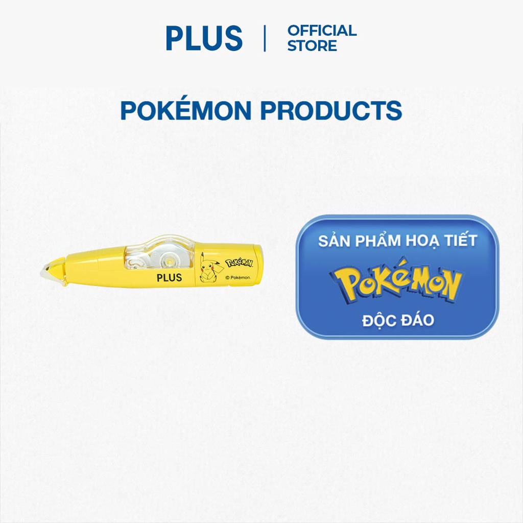 Combo 2 Bút Xóa Kéo, Băng Xóa Kéo, Bút Xóa Giấy PLUS Mr Họa Tiết Pokemon - Thiết Kế Dễ Sử Dụng, Có Nắp Bảo Vệ Đầu Kéo