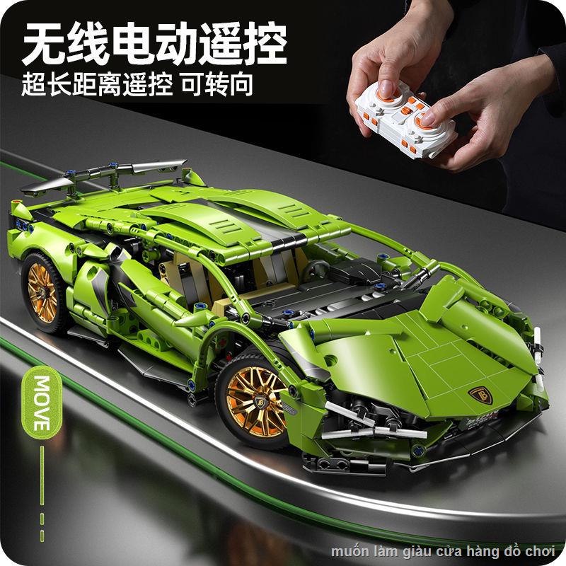Tương thích với gạch LEGO 1:14 Lamborghini siêu xe điều khiển từ xa đua xe trẻ em đồ chơi xếp hình lắp ráp dành cho bé t