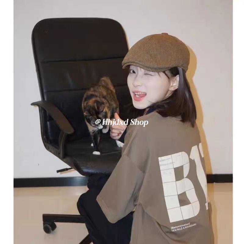 Blogger Mũ beret Vải cotton Lanh Thoáng Khí Phong Cách Hàn Quốc Thời Trang Mùa Hè Cho Nữ